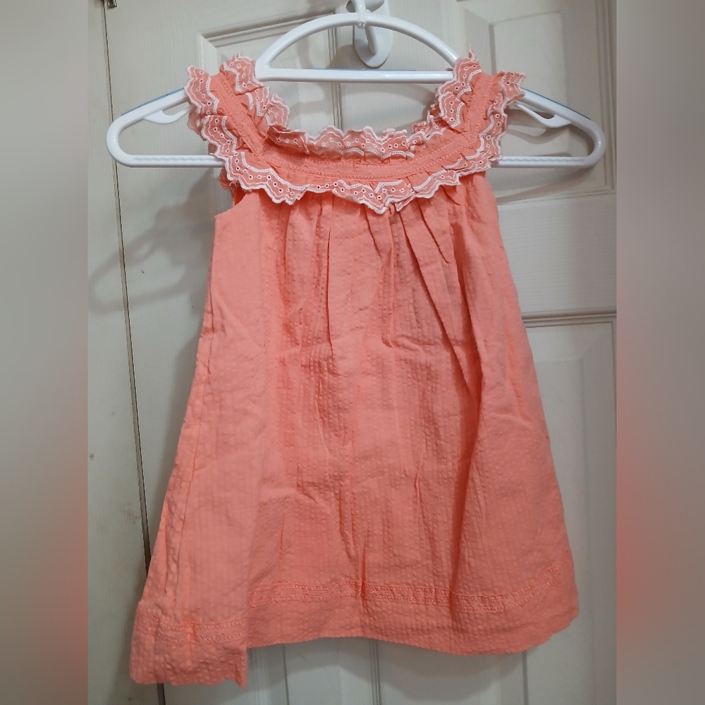 Cynthia Rowley Baby 24 Months 100% Cotton Dress Lined Coral orange Beach Ruffle